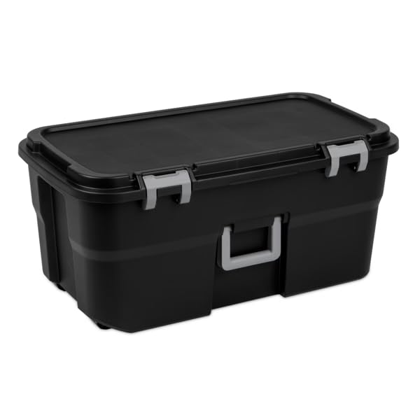 Black 22-Gallon Plastic Wheeled Storage Footlocker L267726