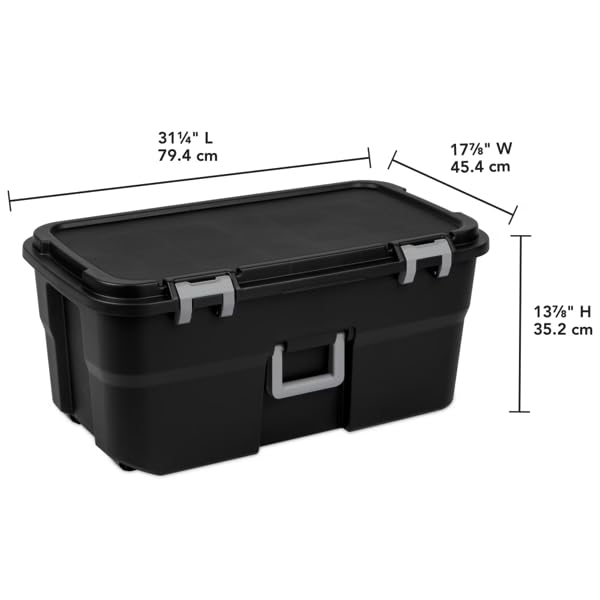 Black 22-Gallon Plastic Wheeled Storage Footlocker L267726
