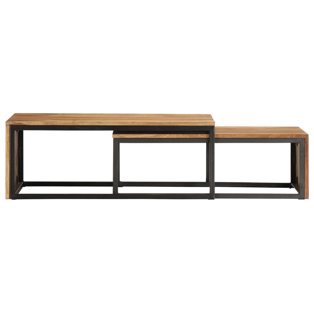 2 pcs Solid Sheesham Wood Nesting Tables Y403345