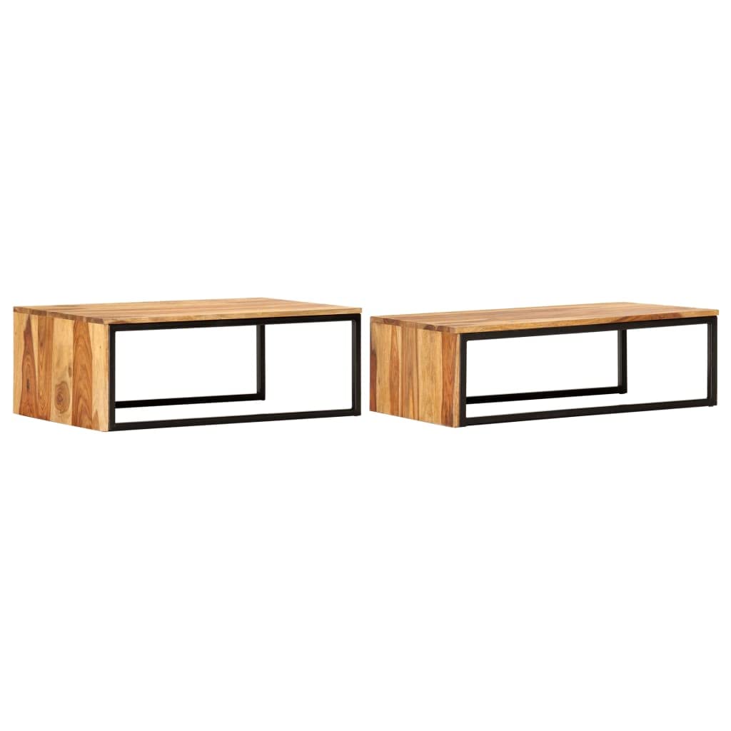 2 pcs Solid Sheesham Wood Nesting Tables Y403345