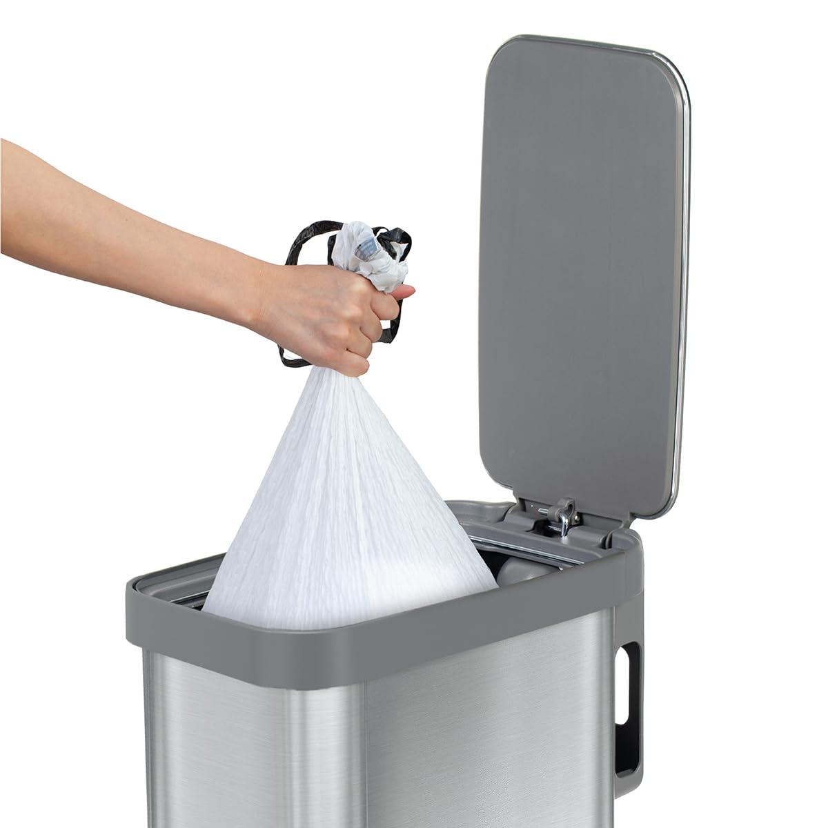 Narrow 12 Gallon Stainless Steel Step Trash Can with Soft Close Lid Z112316