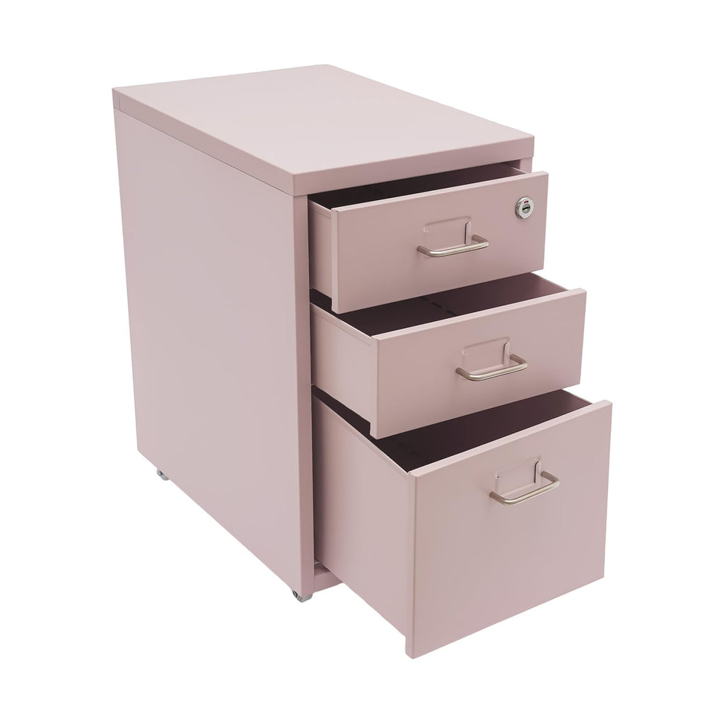 Pink 3 Drawer Metal File Cabinet with Lock O6625