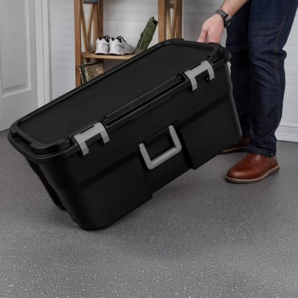 Black 22-Gallon Plastic Wheeled Storage Footlocker L267726