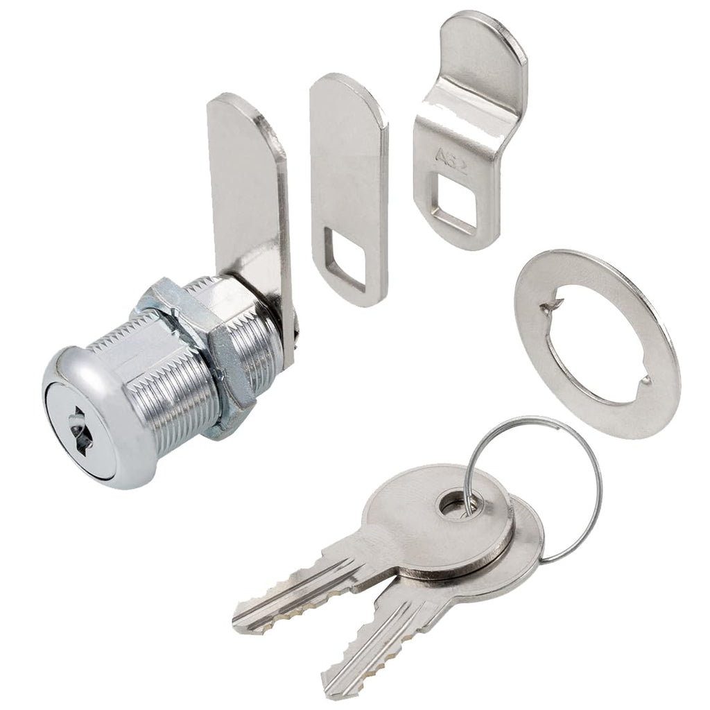 Keyed Alike 1” Cylinder Cam Locks Chrome Finish with 3 Cams and 2 Keys L29590