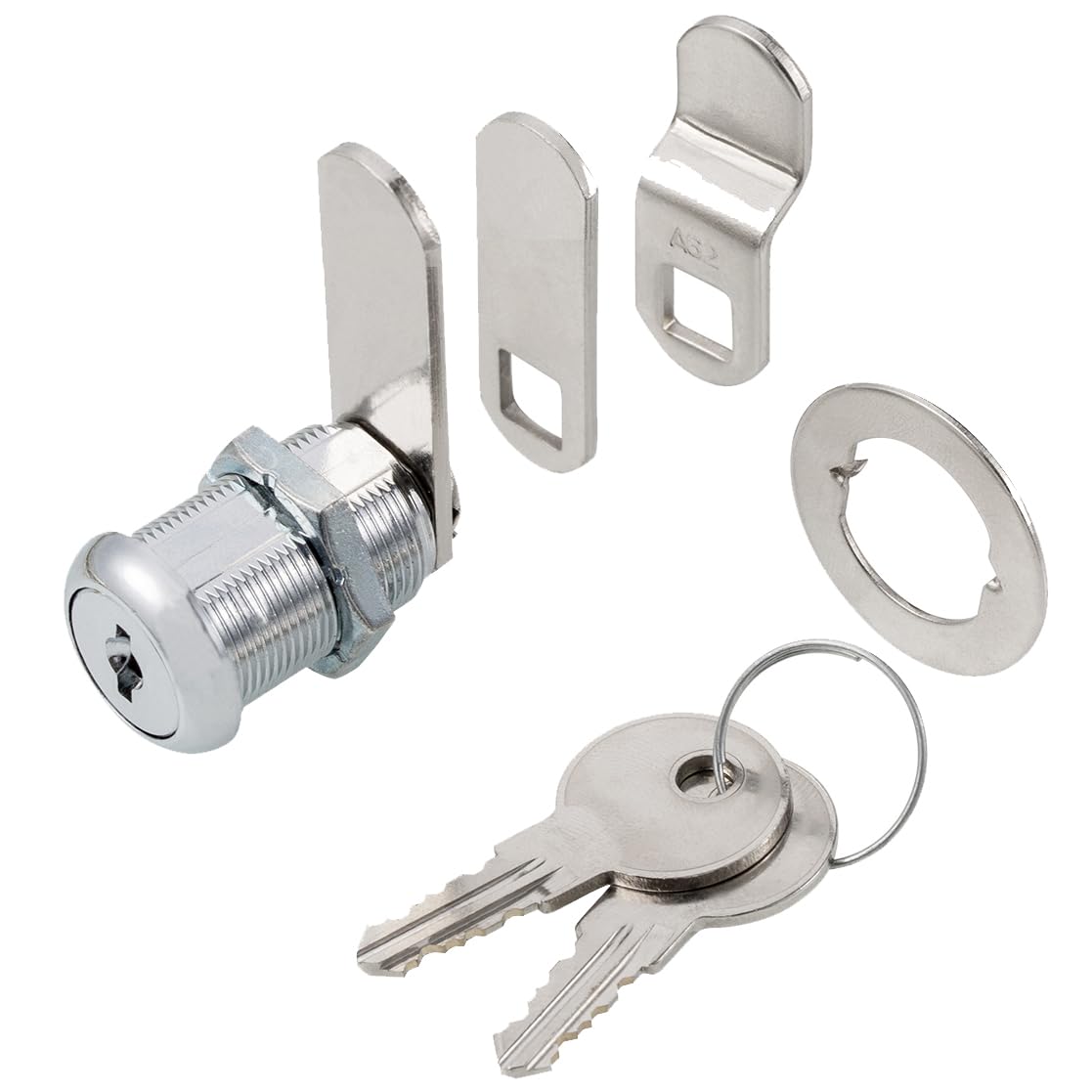 Keyed Alike 1” Cylinder Cam Locks Chrome Finish with 3 Cams and 2 Keys L29590