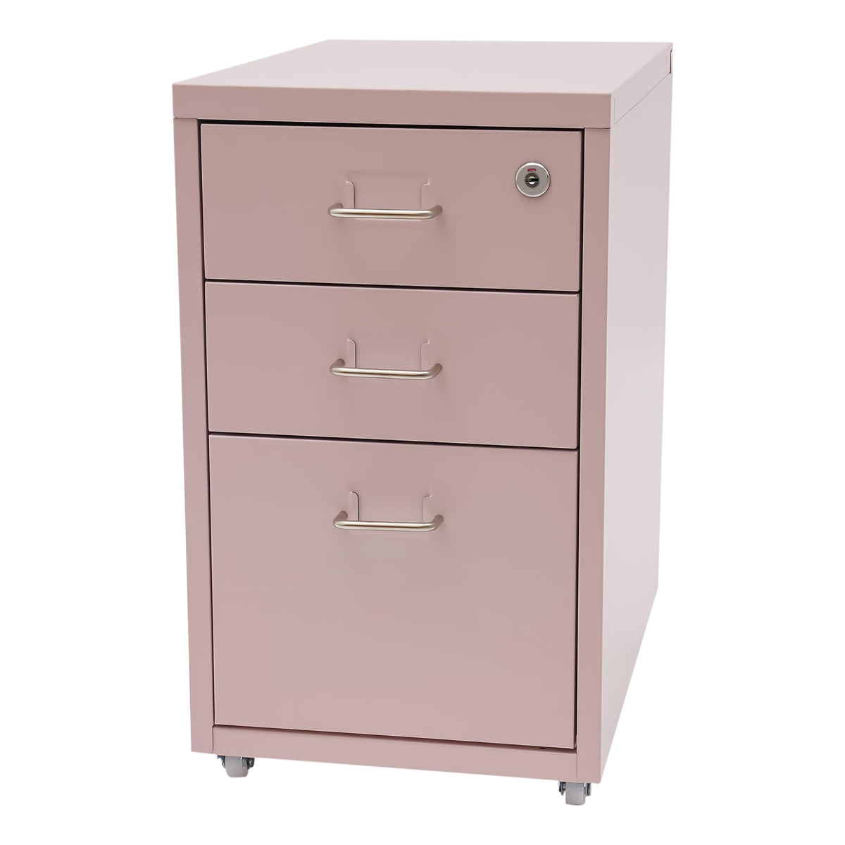 Pink 3 Drawer Metal File Cabinet with Lock O6625