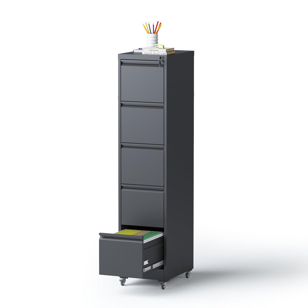5 Drawer Black Steel File Cabinet with Lock M401700