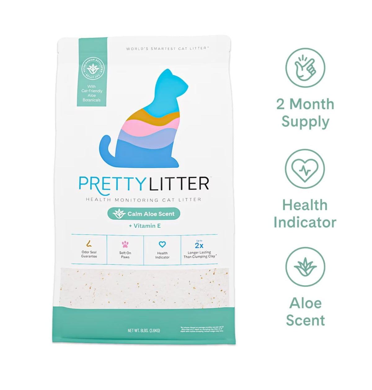 Cat Litter, Calm Aloe Scent with Vitamin E, Non-Clumping Silica Crystals, 8 Lbs U6872