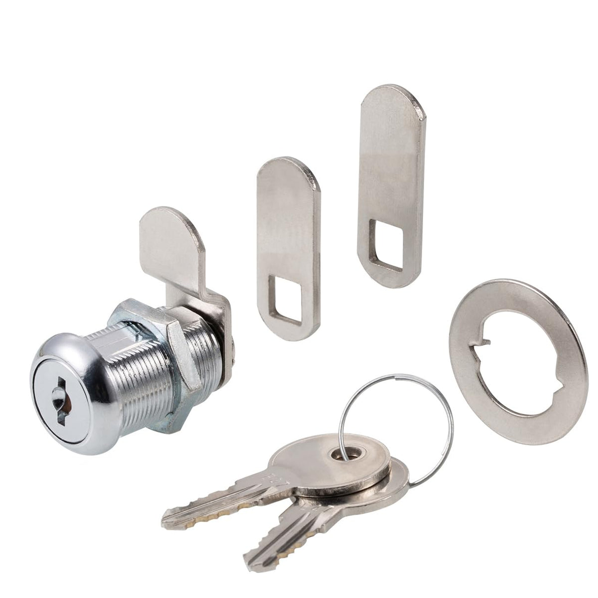 Keyed Alike 1” Cylinder Cam Locks Chrome Finish with 3 Cams and 2 Keys L29590