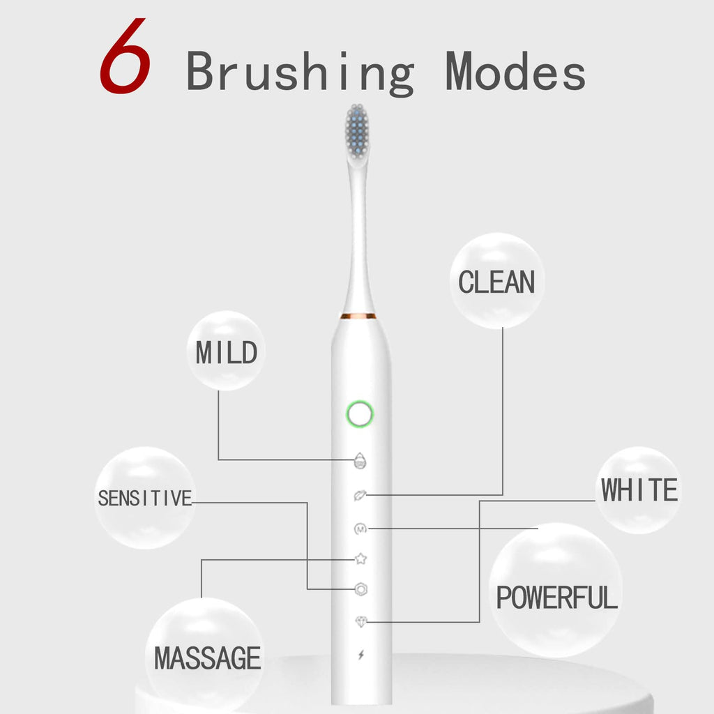 2 Pack Electric Toothbrush with 8 Brush Heads Black+White D27216