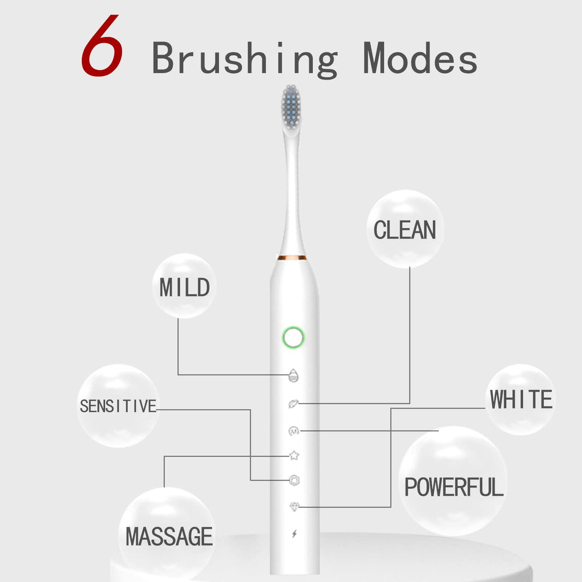 2 Pack Electric Toothbrush with 8 Brush Heads Black+White D27216