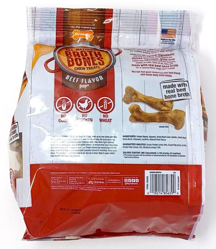 All-Natural Beef Broth Bones Dog Treats 60 Count 2.6 LB R425486