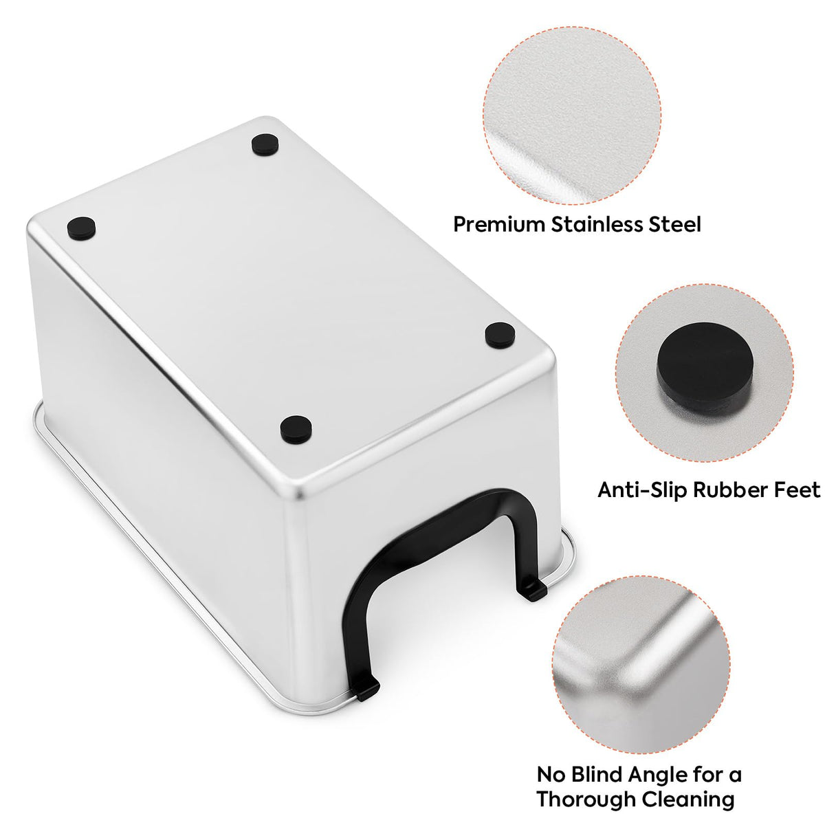Extra Large Stainless Steel Cat Litter Box with High Sides V561677