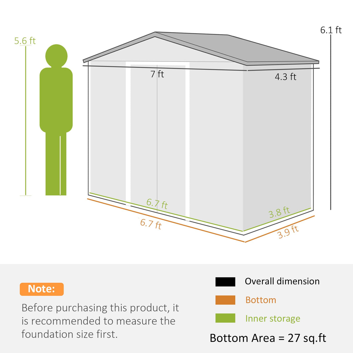 7' x 4' Metal Outdoor Storage Shed E135387
