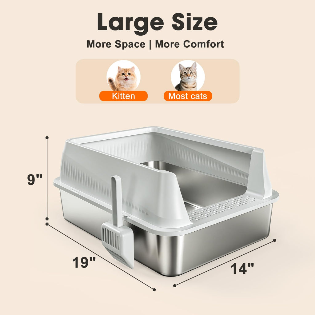 Stainless Steel High Sided Cat Litter Box with Lid Z500808