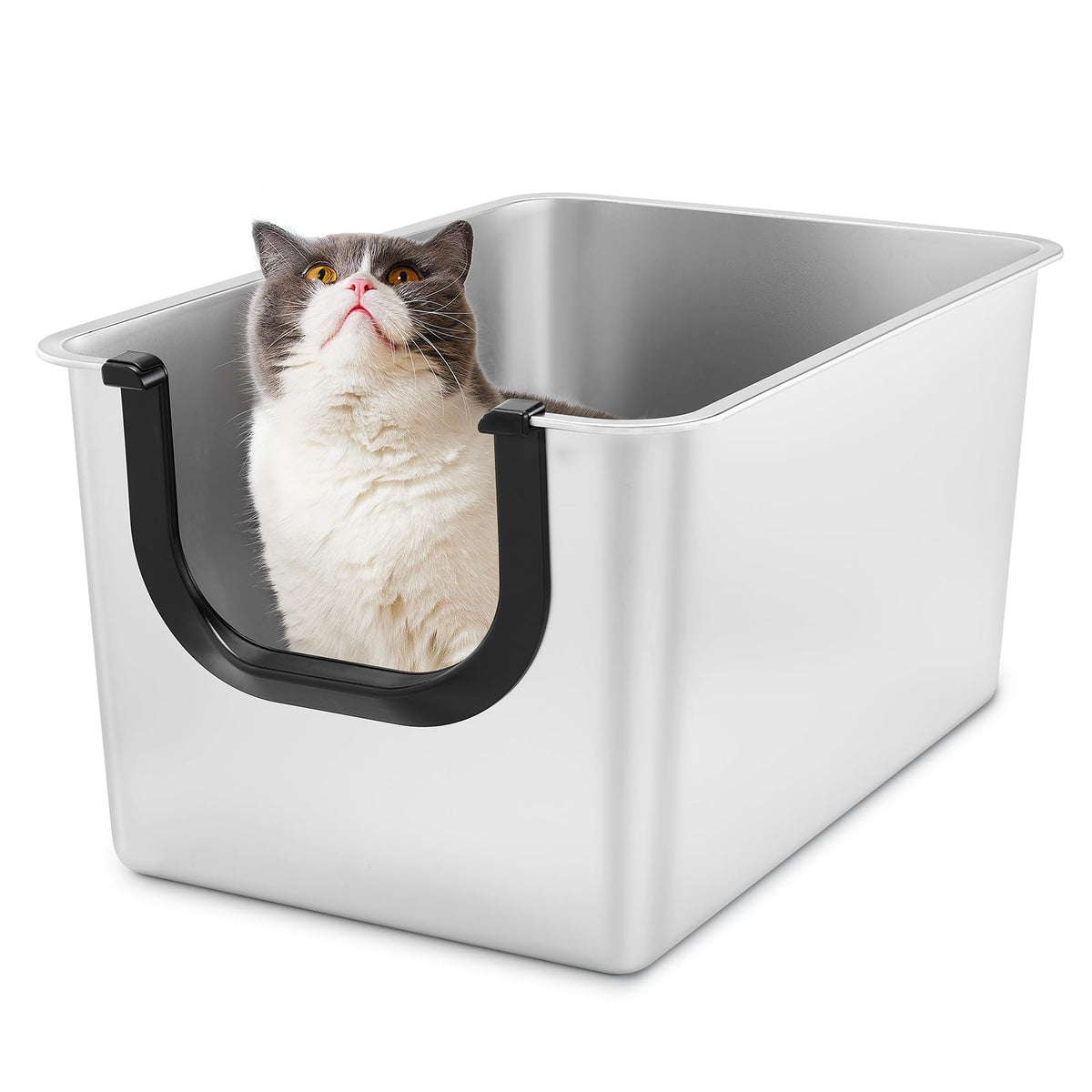 Extra Large Stainless Steel Cat Litter Box with High Sides V561677
