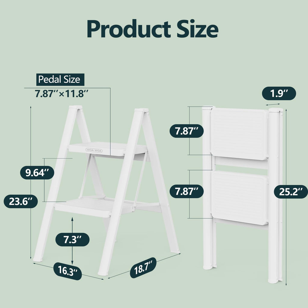 2 Step Foldable Step Stool White I939
