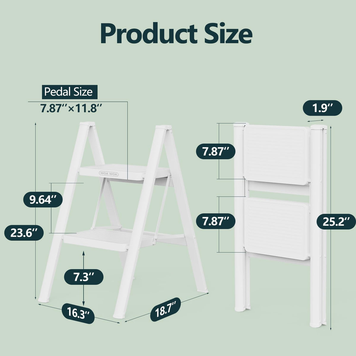 2 Step Foldable Step Stool White I939