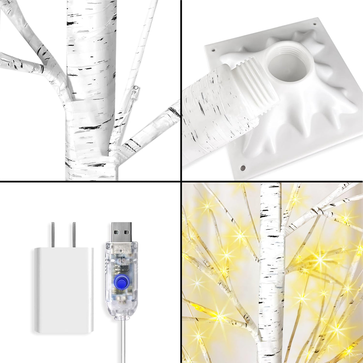 4FT LED Birch Tree with 96 Lights U649052