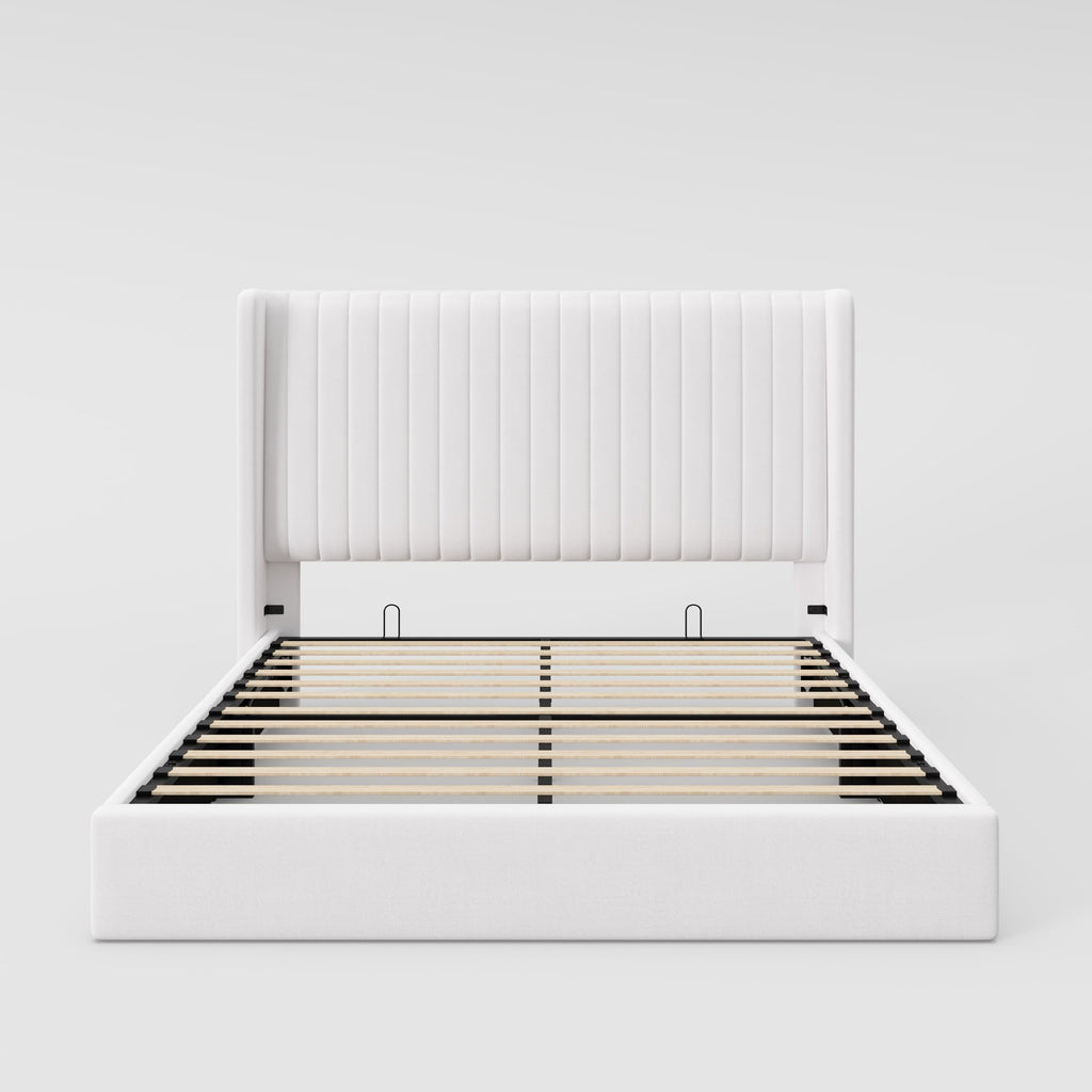 Queen Size Lift Up Storage Bed Frame White K215