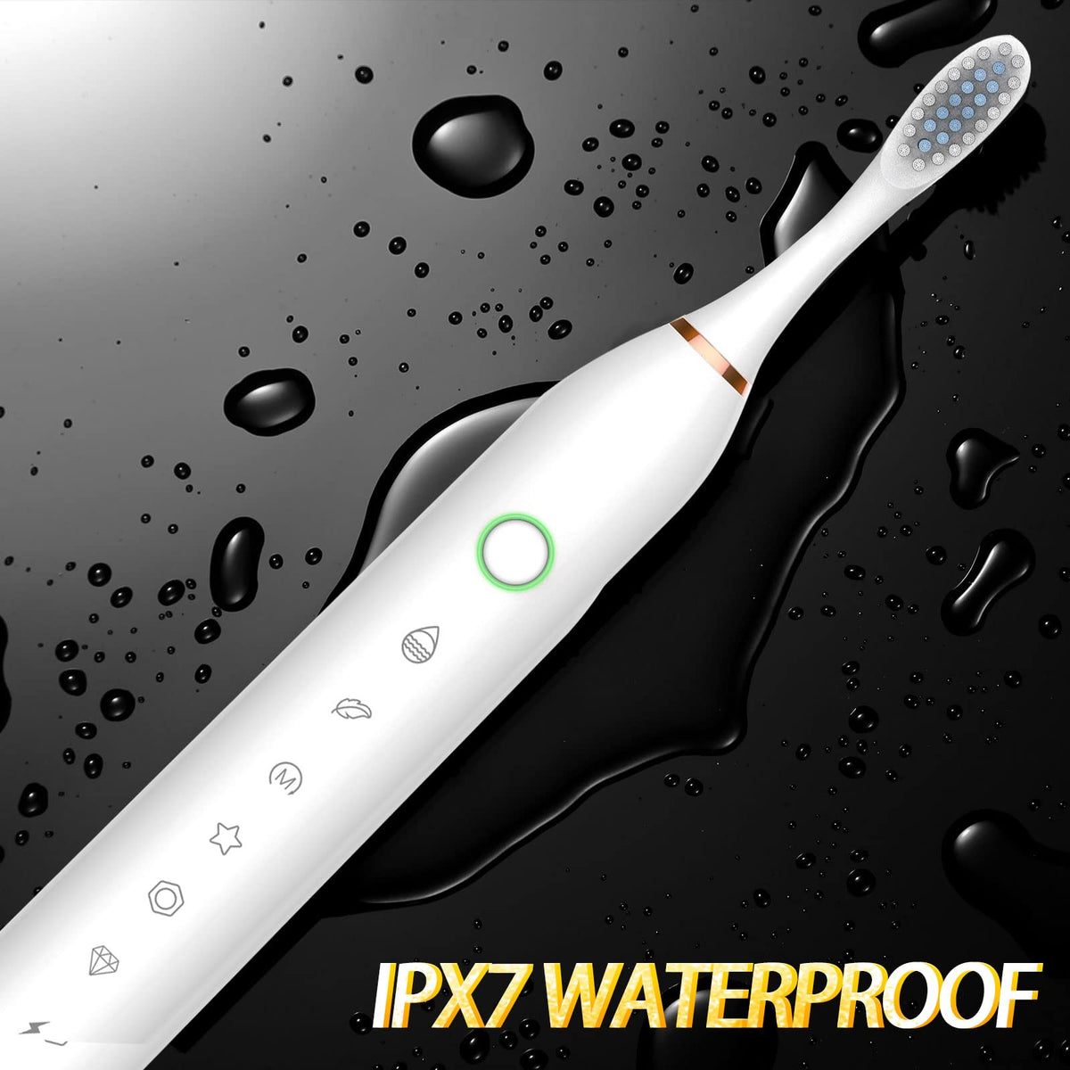 2 Pack Electric Toothbrush with 8 Brush Heads Black+White D27216