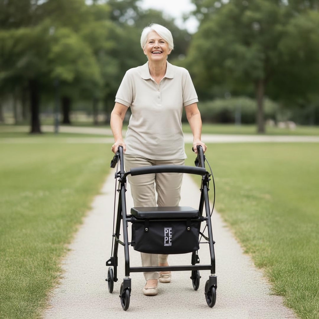 Foldable 4 Wheel Rollator Walker with Seat B409168
