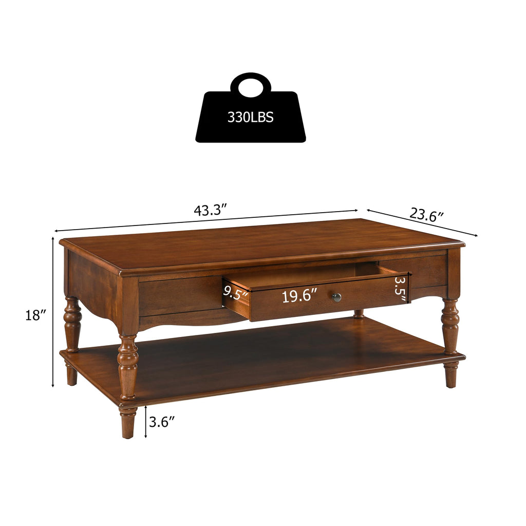 Caramel Brown Coffee Table and Two End Tables with Storage Drawer T936008