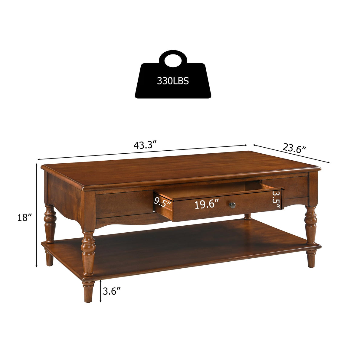 Caramel Brown Coffee Table and Two End Tables with Storage Drawer T936008