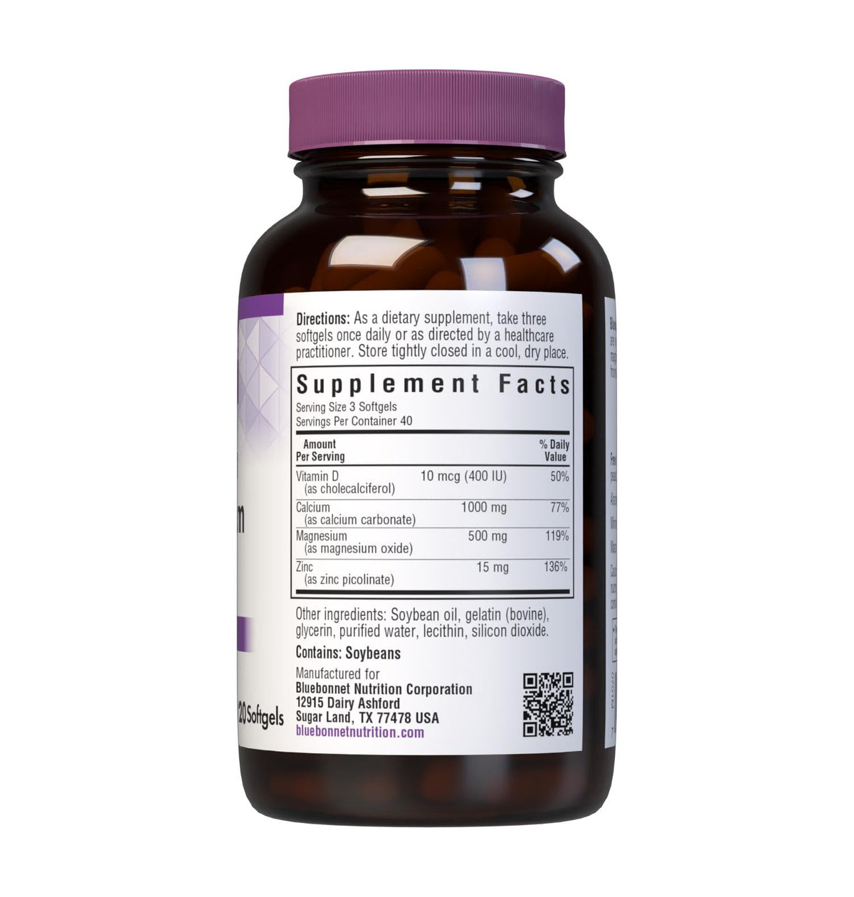 Calcium Magnesium Zinc Vitamin D3 120 Softgels W681378