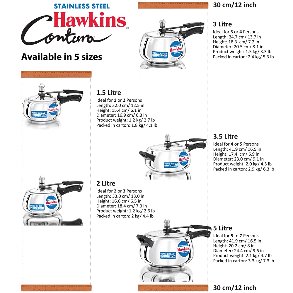 Stainless Steel Pressure Cooker, 2 Liter, Silver V51625