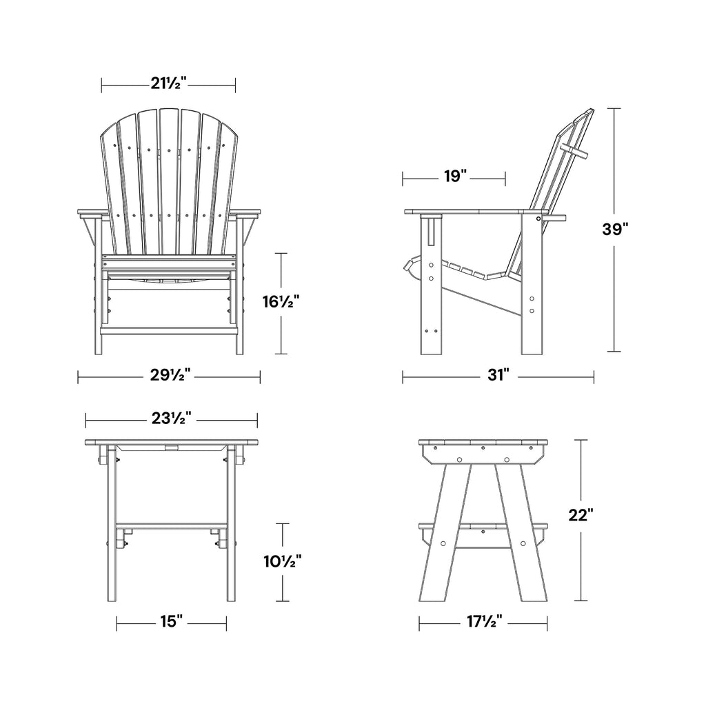 Patriot Blue 3-Piece Upright Adirondack Chair Set with Side Table X16545