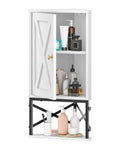 White and Black Corner Wall Cabinet with Adjustable Shelf B19194