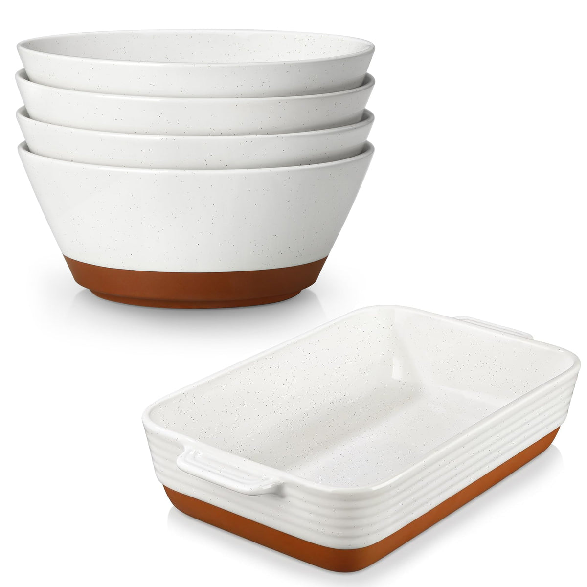 Ceramic Soup Bowl Set of 4 and Baking Dish R98635