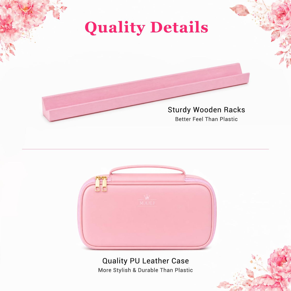Pink Mini Travel Mahjong Tile Set with Racks and Bag I339