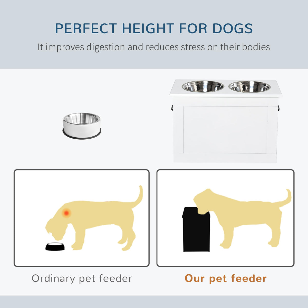 Raised Pet Feeding Storage Station N2840