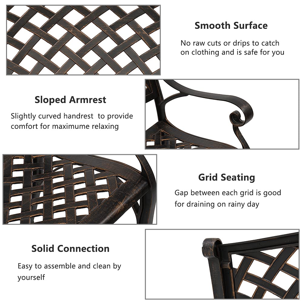 40.5" Antique Black Cast Aluminum Outdoor Bench with Mesh Backrest F733265