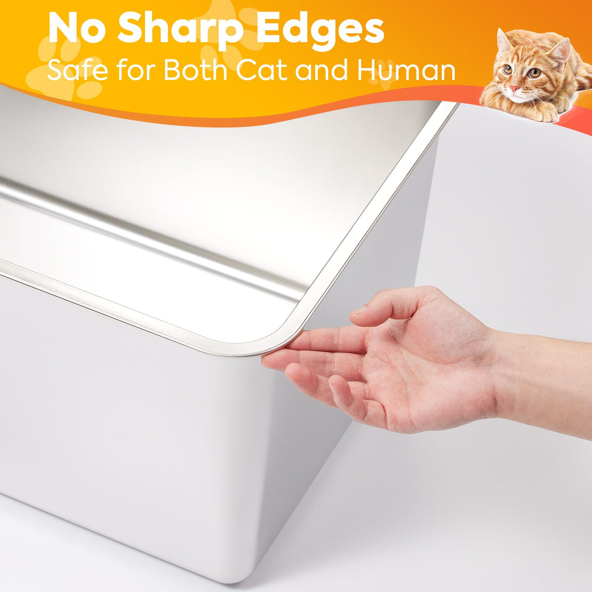 Extra Large Stainless Steel Cat Litter Box with High Sides V561677