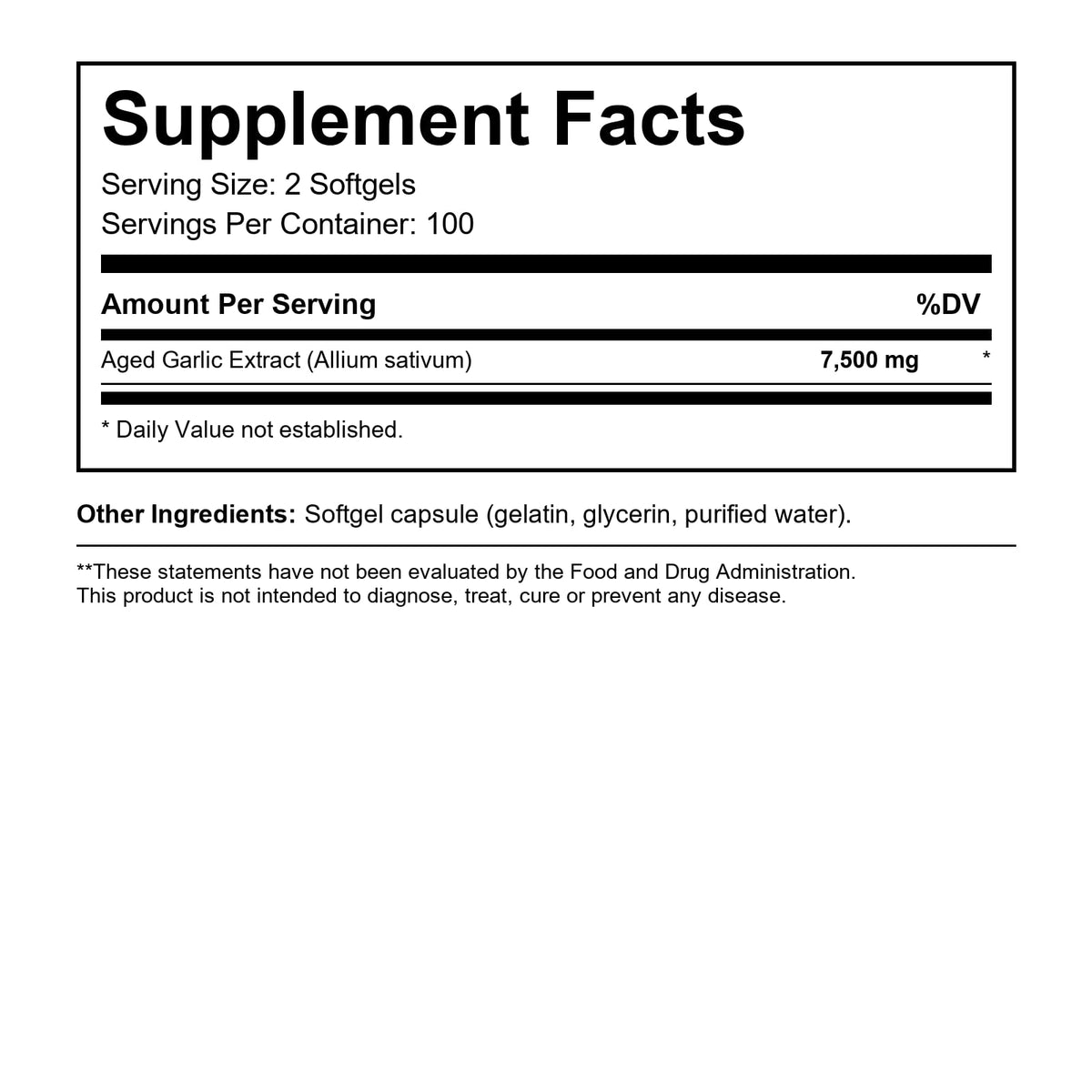 Odorless Aged Garlic Extract 200 Softgels N444