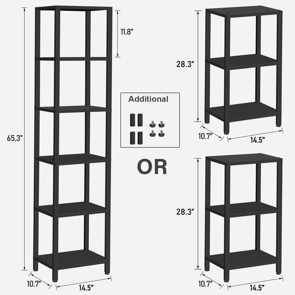 6-Tier Tall Narrow Bookshelf X255