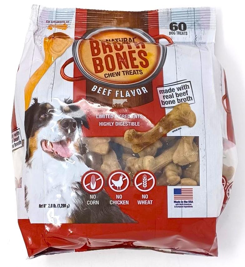 All-Natural Beef Broth Bones Dog Treats 60 Count 2.6 LB R425486