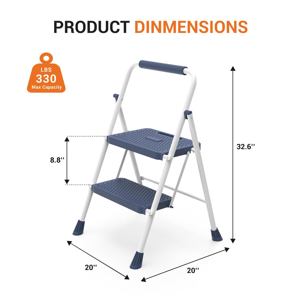 2 Step Ladder 330lbs Heavy-Duty Folding Step Stool Q439442