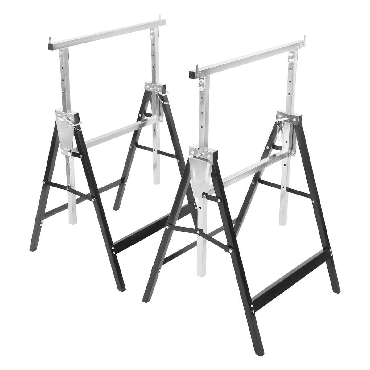 2-Pack Folding Steel Saw Horses 220 lbs Adjustable Height Q8679