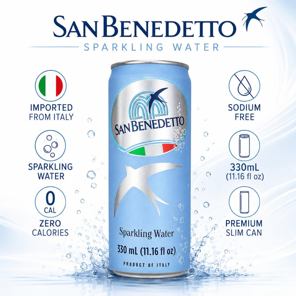 Imported Italian Sparkling Mineral Water 330mL Slim Cans Pack of 12 K193