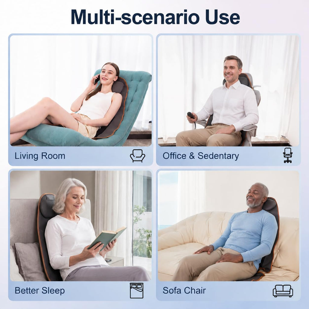 Vibration Back Massager with Heat, 8 Motor Massage Seat Cushion N460616