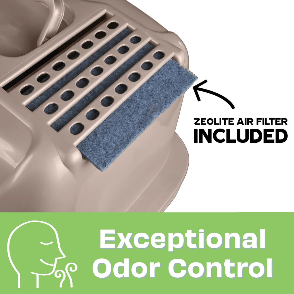 Large Enclosed Sifting Cat Pan with Odor Door, Hooded, Beige D388