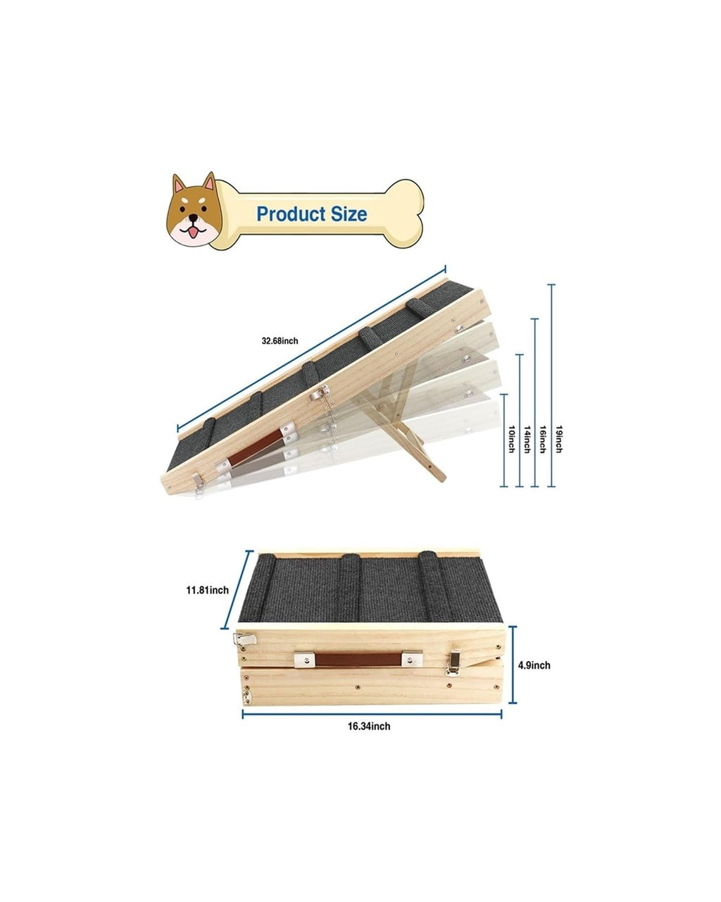 Adjustable Portable Folding Non-Slip Dog Ramp P657
