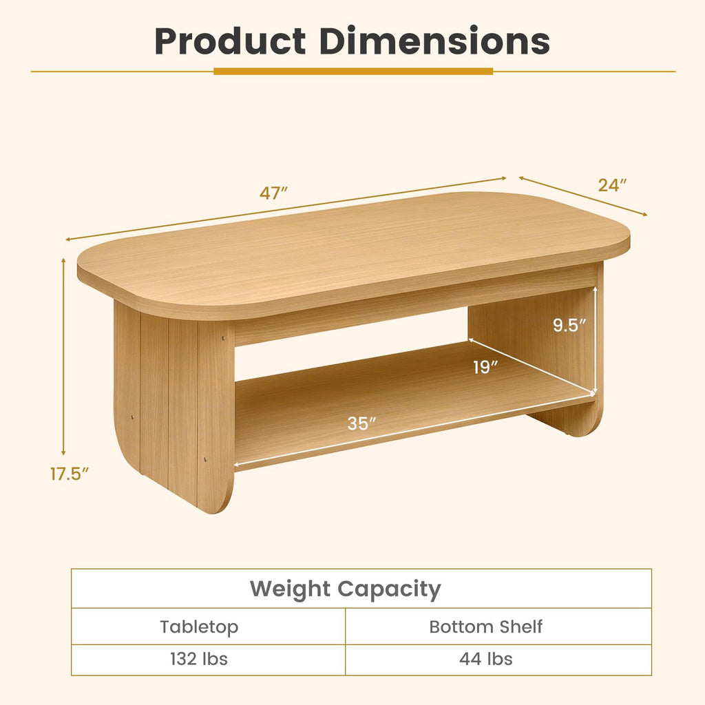 2-Tier Oval Coffee Table with Storage Shelf I48149