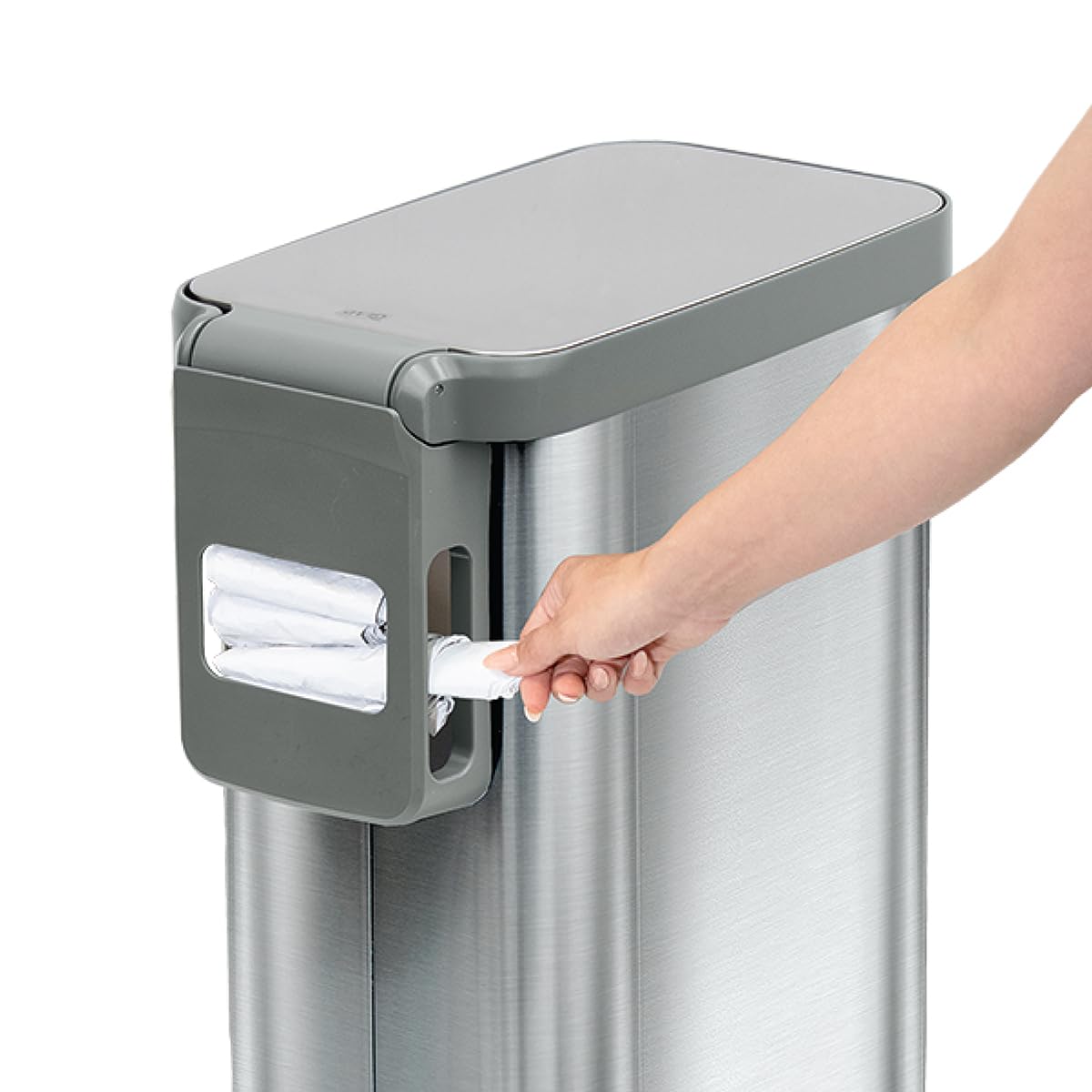 Narrow 12 Gallon Stainless Steel Step Trash Can with Soft Close Lid Z112316
