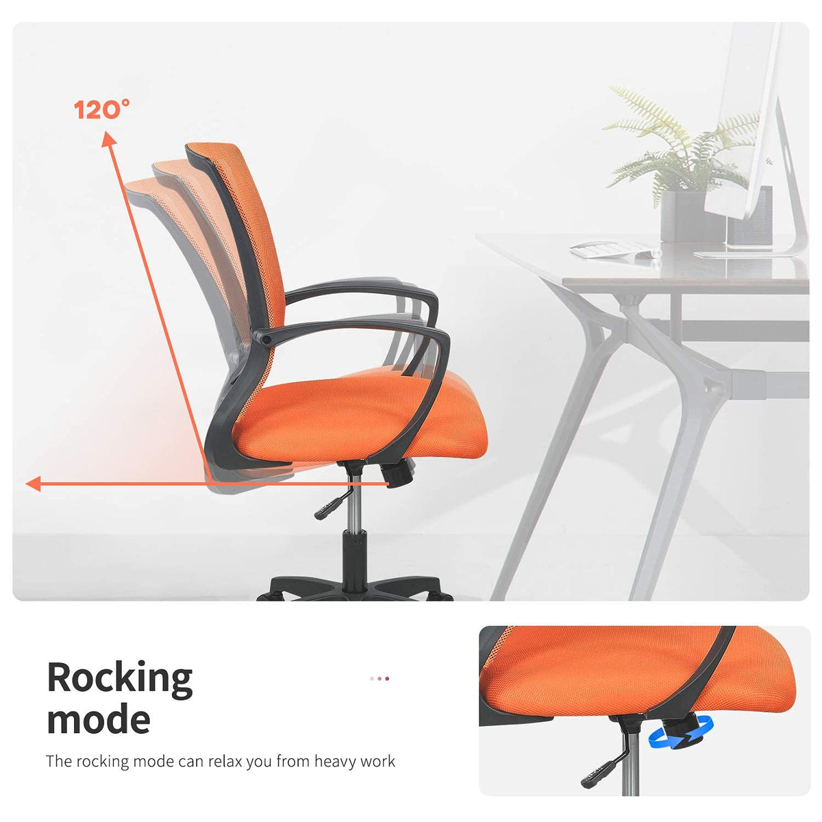 Orange Ergonomic Mesh Office Chair F5296