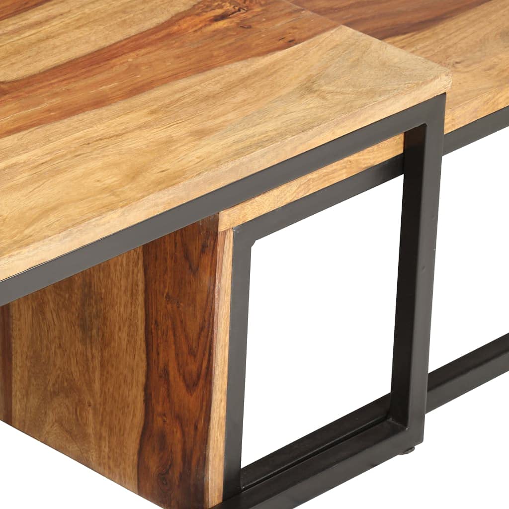 2 pcs Solid Sheesham Wood Nesting Tables Y403345